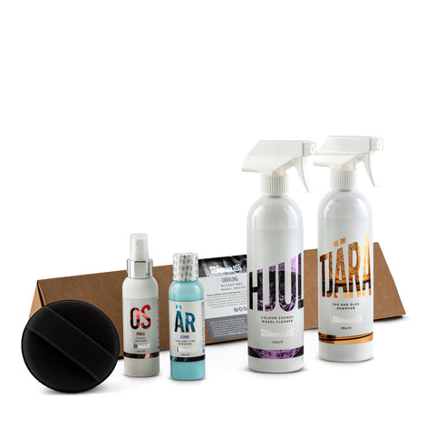 Wheels Kit - wheel cleaning spray and brush, tar remover, wheel sealant, tyre dressing - HS 3405300000