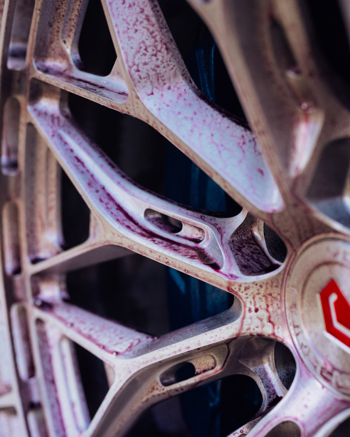 Up close car detailing alloy