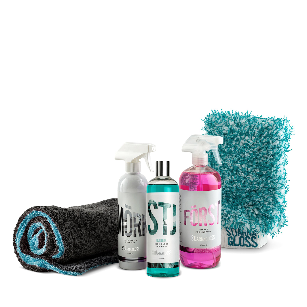 Matt Car Wash Kit - Citrus Pre-Wash, Matt Shampoo, Matt Detailer, Wash Mitt and Drying Towel